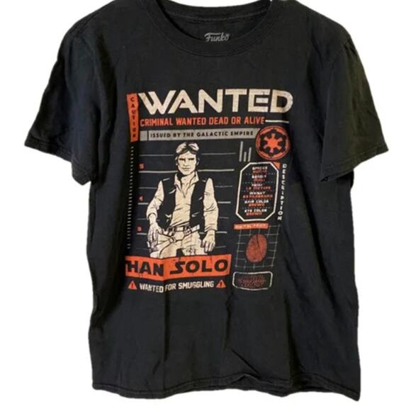 Funko Star Wars Han Solo Wanted Poster Graphic Tee Black Men’s Small - Picture 2 of 5